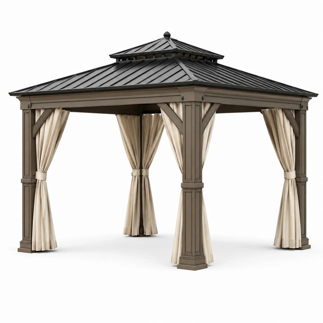 Pavillon aus Stahl und Aluminium mit Polyester-Vorhängen Anthrazit