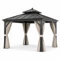 Aluminium Pavillon mit Polyester Vorhängen, Dunkelgrau, 3x3m