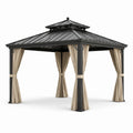 Stahl Gartenpavillon mit Polyester Vorhängen, 3x4m