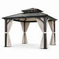 Gartenpavillon mit Stahlrahmen und Aluminiumdach in Schwarz und Beige