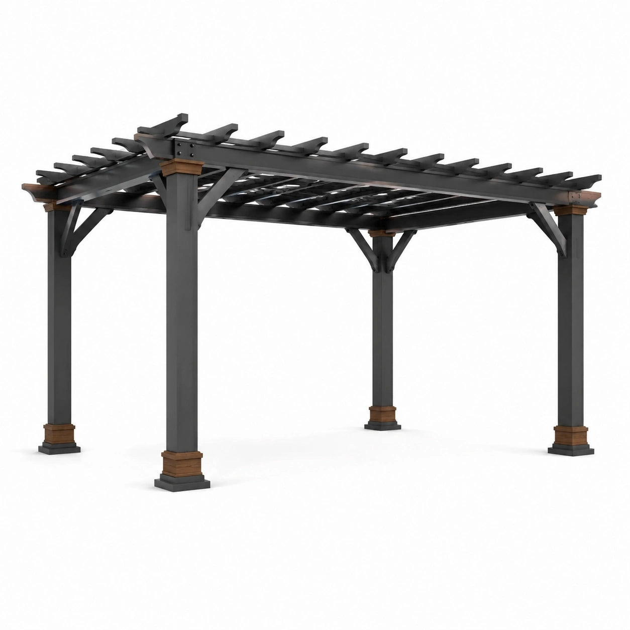 Pergola aus Aluminium und Holz 300 x 400 x 250 cm Anthrazit