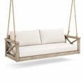 Holz-Schaukelbank mit Polyesterkissen Beige 180cm