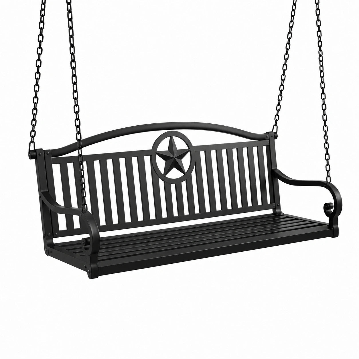 Metall Schaukelbank mit Stern-Design Schwarz