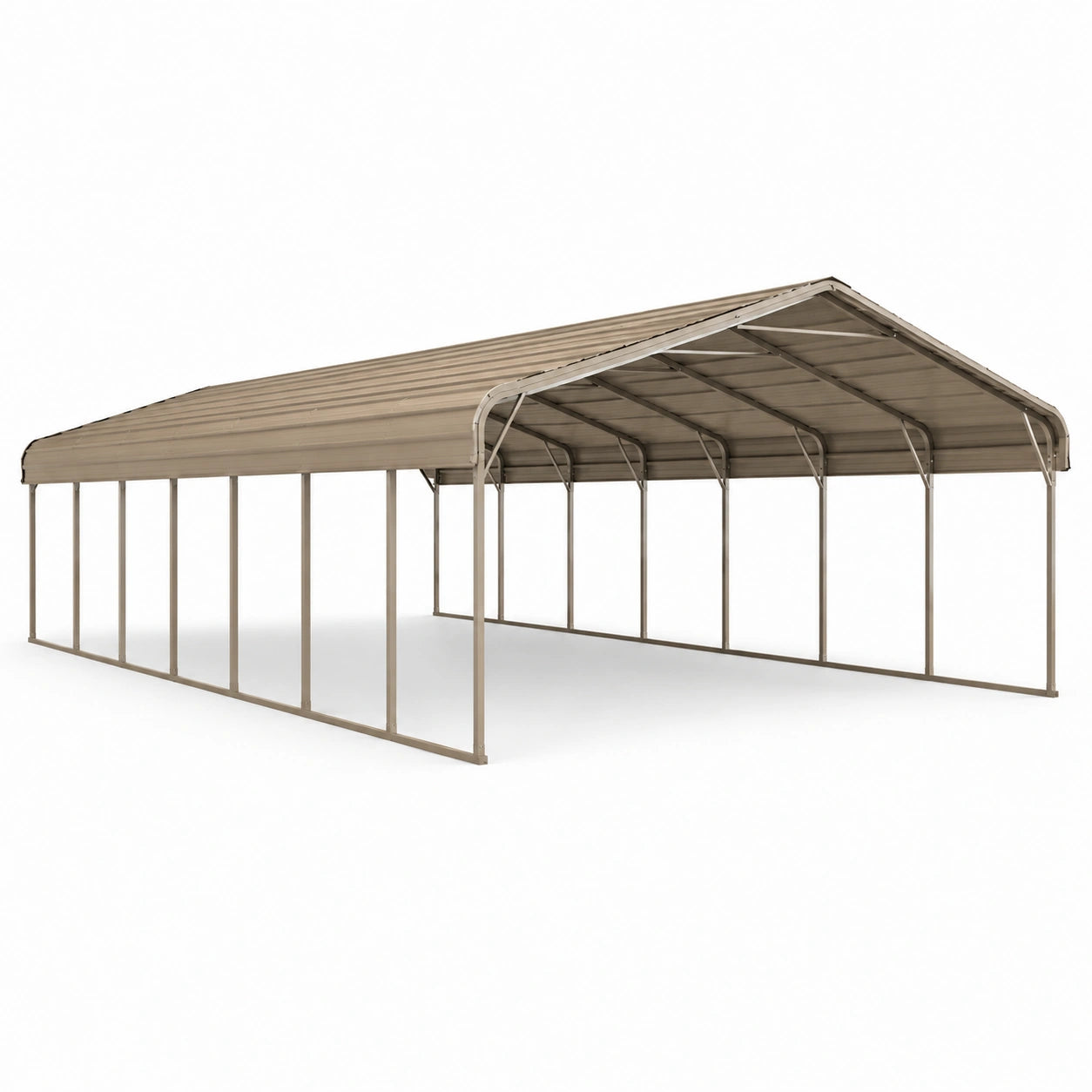 Rechteckiges Carport aus verzinktem Stahl Beige 600x300x250cm