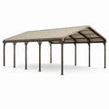 Rechteckiger Stahlcarport aus pulverbeschichtetem Stahl Braun 6,0m x 4,0m x 3,0m