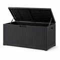Kunststoff Gartenbox in Rattan-Optik Schwarz 120x45x60 cm