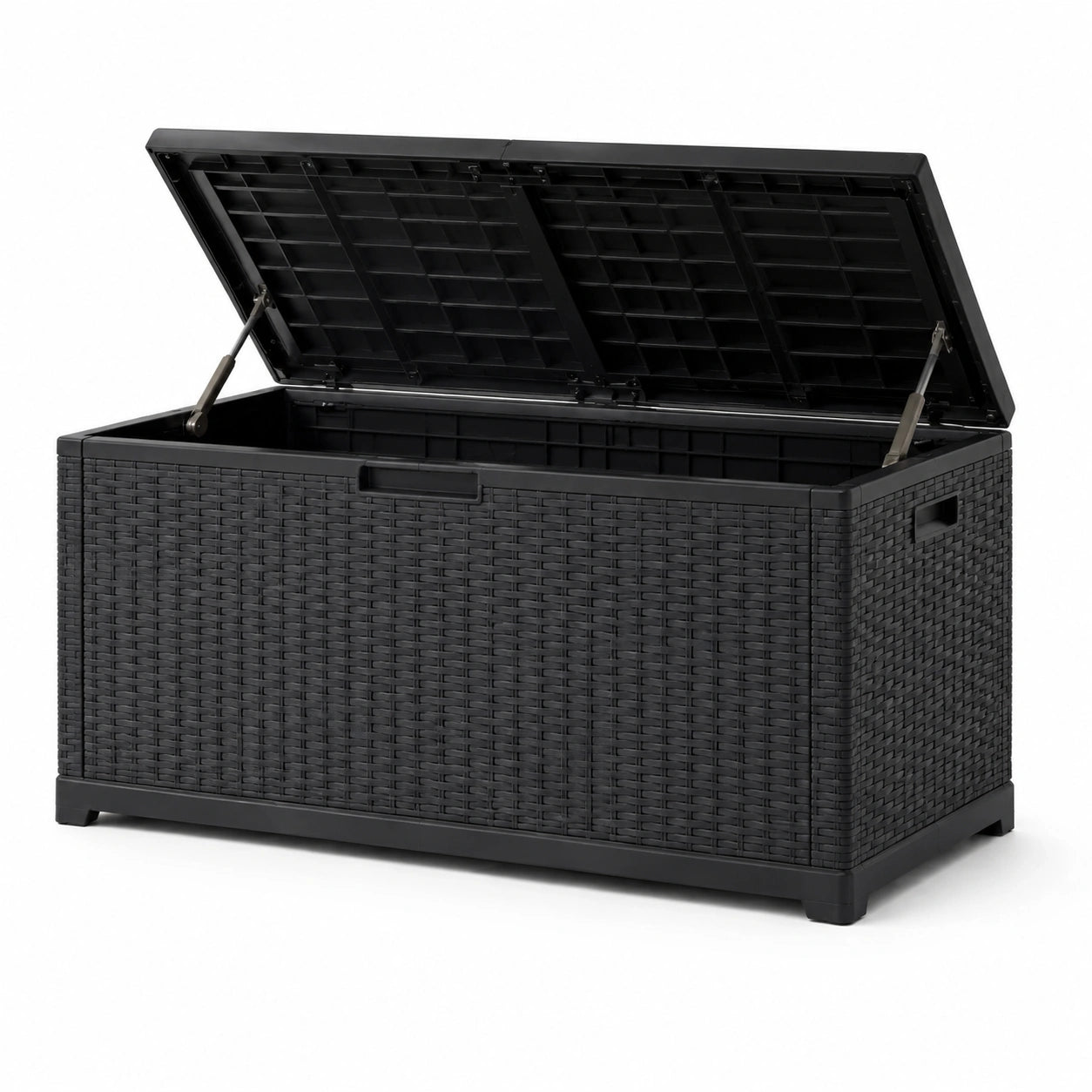 Kunststoff Gartenbox in Rattan-Optik Schwarz 120x45x60 cm