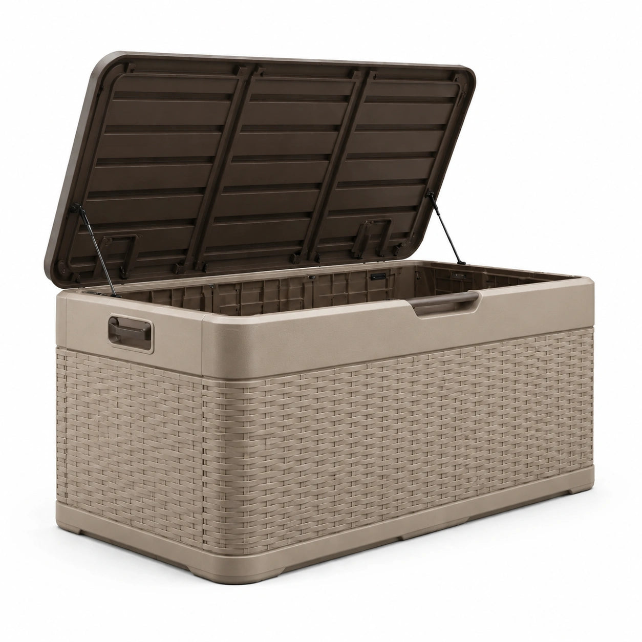 Aufbewahrungsbox für den Außenbereich aus Kunststoff in Beige und Braun