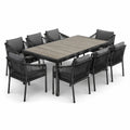 Garten-Essgruppe mit Tisch 200x100 cm und 8 Stühlen Aluminium/Polywood