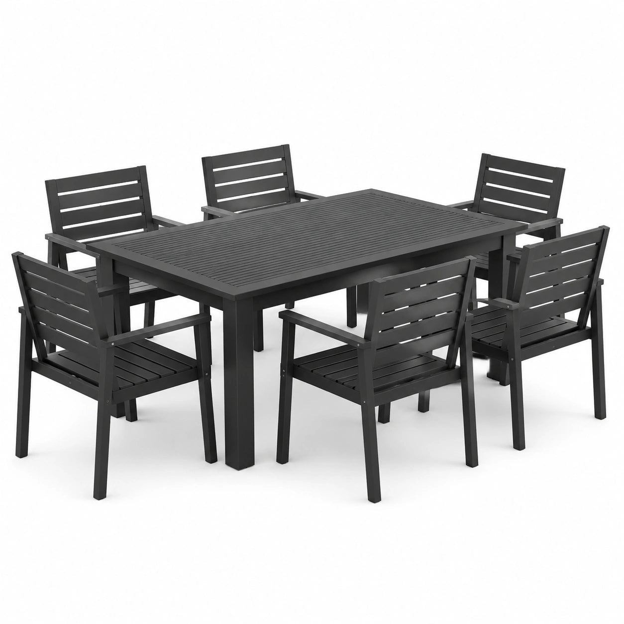 Garten-Essgruppe Aluminium Schwarz 6-teiliges Set