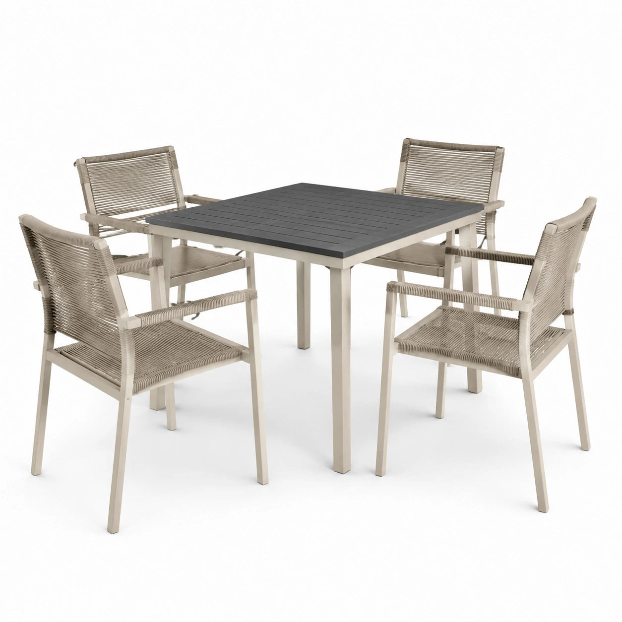 Essgruppe 4-teilig Aluminium Polyethylen Beige Grau