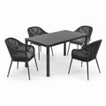 Garten-Essgruppe Aluminium mit Polyethylen-Seil Schwarz