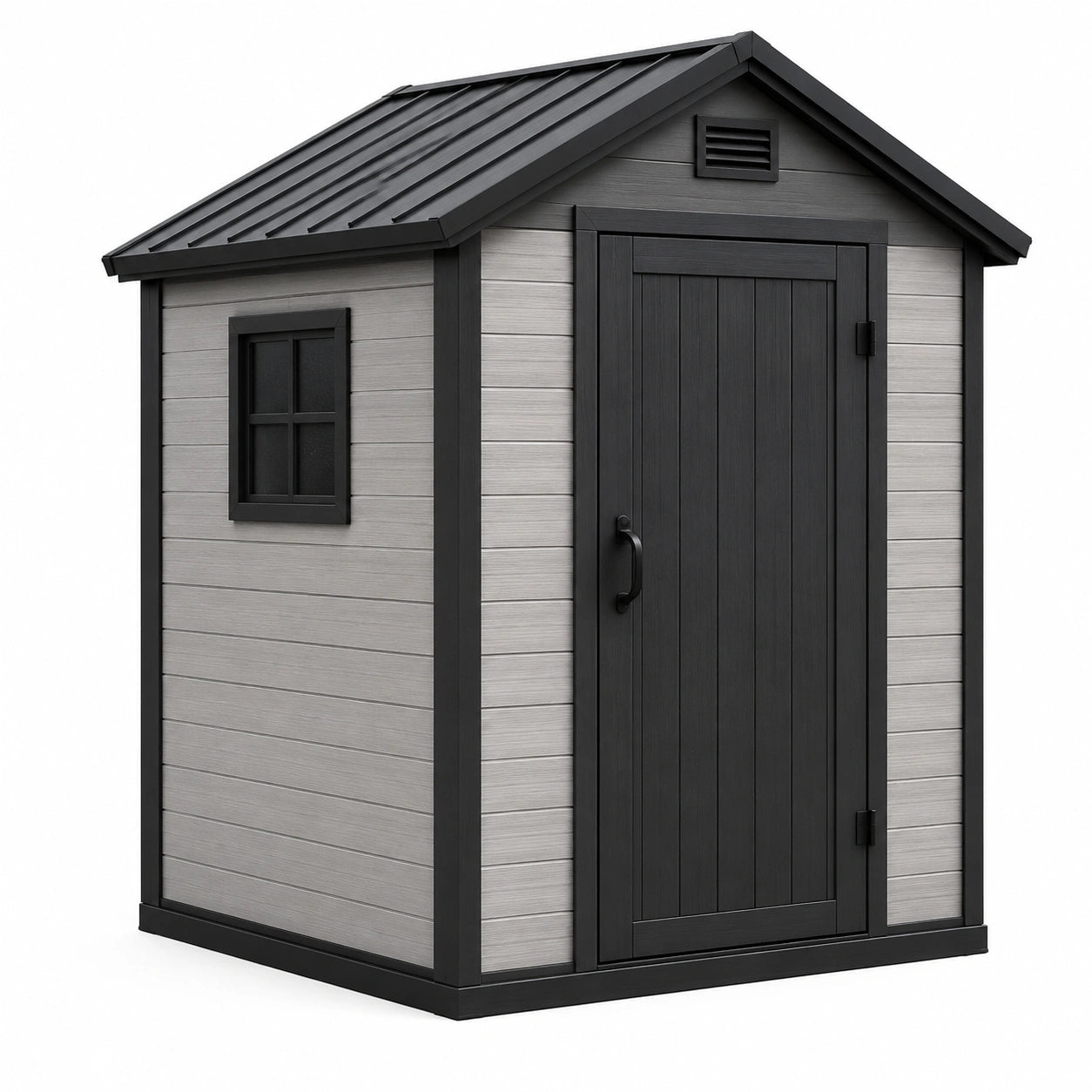 Kunststoff Gartenhaus Grau/Schwarz 180x150x210 cm