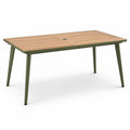Rechteckiger Gartentisch Aluminium Teakholz 160x90cm Grün
