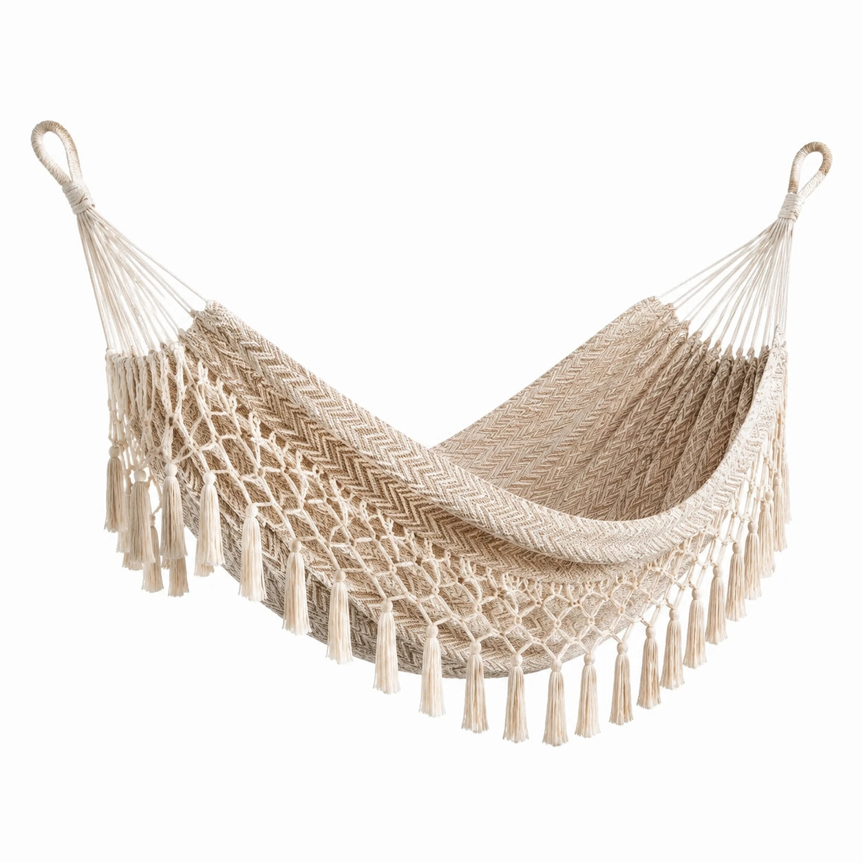 Hängematte Baumwolle Beige handgewebt 250 cm