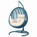 Hängesessel Rattan Kunststoff Blau Oval