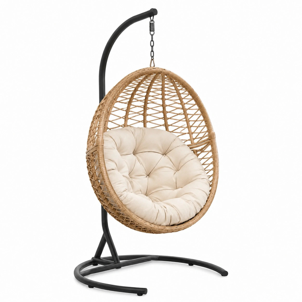 Hängesessel aus Polyrattan mit Stahlrahmen, Beige